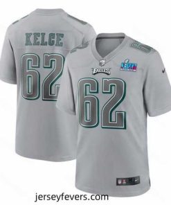 Toddler Philadelphia Eagles 62 Jason Kelce Grey Super Bowl LVII Patch Atmosphere Fashion Stitched Game Jersey