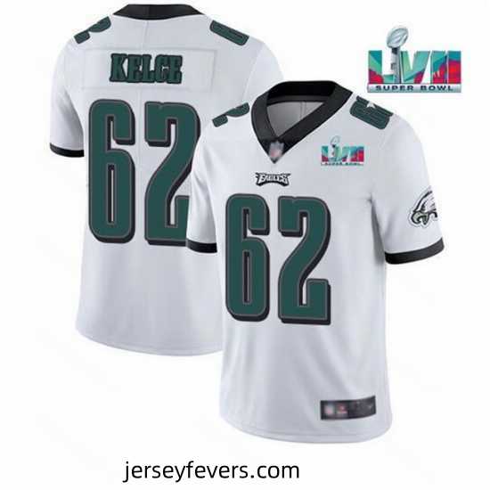 Toddler Philadelphia Eagles 62 Jason Kelce White Super Bowl LVII Patch Vapor Untouchable Limited Stitched Jersey