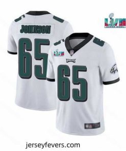 Toddler Philadelphia Eagles 65 Lane Johnson White Super Bowl LVII Patch Vapor Untouchable Limited Stitched Jersey