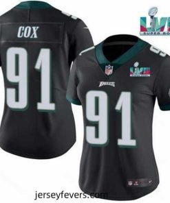 Toddler Philadelphia Eagles 91 Fletcher Cox Black Super Bolw LVII Patch Vapor Untouchable Limited Stitched Football Jersey