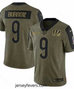 Men's Cincinnati Bengals Joe Burrow Nike Olive 2021 Salute To Service Limited Player Jersey