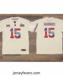 Men's Kansas City Chiefs #15 Patrick Mahomes White Super Bowl LVII Patch Vapor Untouchable Limited Stitched Jersey