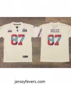 Men's Kansas City Chiefs #87 Travis Kelce White Super Bowl LVII Patch Vapor Untouchable Limited Stitched Jersey