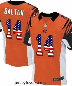 Mens Nike Cincinnati Bengals 14 Andy Dalton Elite Orange Alternate USA Flag Fashion NFL Jersey