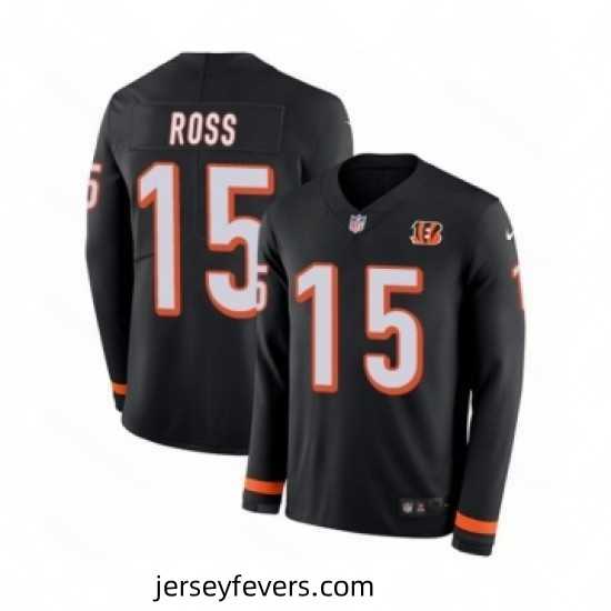 Mens Nike Cincinnati Bengals 15 John Ross Limited Black Therma Long Sleeve NFL Jersey