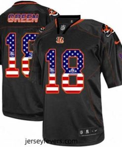 Mens Nike Cincinnati Bengals 18 AJ Green Elite Black USA Flag Fashion NFL Jersey