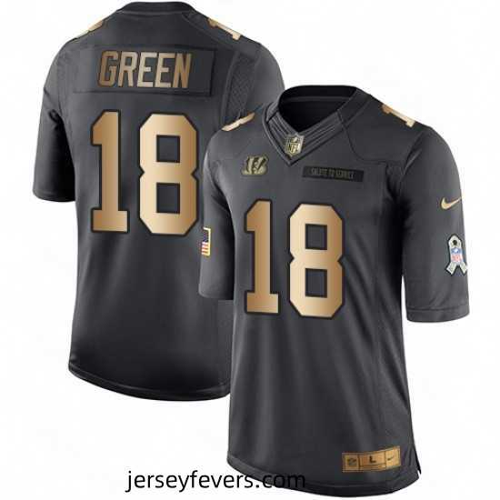 Mens Nike Cincinnati Bengals 18 AJ Green Limited BlackGold Salute to Service NFL Jersey