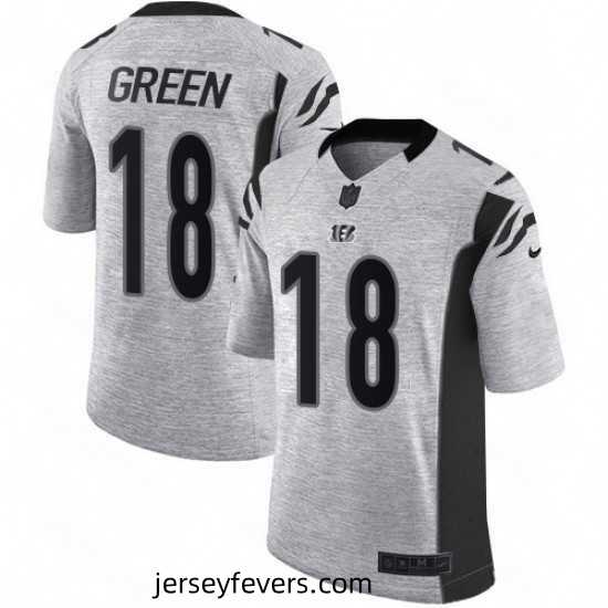 Mens Nike Cincinnati Bengals 18 AJ Green Limited Gray Gridiron II NFL Jersey