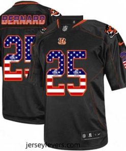 Mens Nike Cincinnati Bengals 25 Giovani Bernard Elite Black USA Flag FashionNFL Jersey