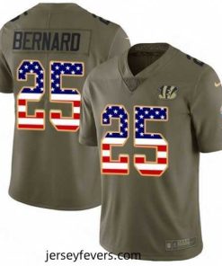 Mens Nike Cincinnati Bengals 25 Giovani Bernard Limited OliveUSA Flag 2017 Salute to Service NFL Jersey