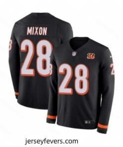 Mens Nike Cincinnati Bengals 28 Joe Mixon Limited Black Therma Long Sleeve NFL Jersey
