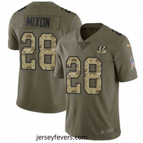 Mens Nike Cincinnati Bengals 28 Joe Mixon Limited OliveCamo 2017 Salute to Service NFL Jersey