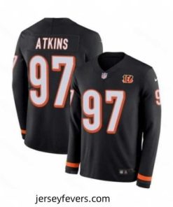 Mens Nike Cincinnati Bengals 97 Geno Atkins Limited Black Therma Long Sleeve NFL Jersey