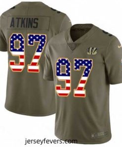Mens Nike Cincinnati Bengals 97 Geno Atkins Limited OliveUSA Flag 2017 Salute to Service NFL Jersey