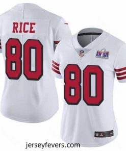 Nike 49ers 80 Jerry Rice White Rush Stitched NFL Vapor Untouchable Limited 2024 Super Bowl LVIII Jersey