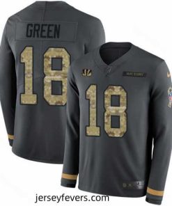 Nike Bengals #18 A J  Green Anthracite Salute to Service Long Sleeve Jersey