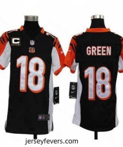 Nike Bengals #18 A J  Green Black Team Color With C Patch Stitched NFL Elite Jersey