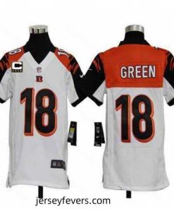 Nike Bengals #18 A J  Green White With C Patch Stitched NFL Elite Jersey