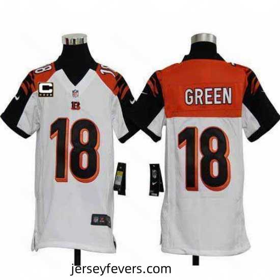 Nike Bengals #18 A J Green White With C Patch Stitched NFL Elite Jersey