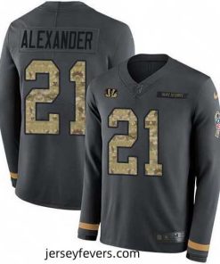 Nike Bengals 21 Mackensie Alexander Anthracite Salute to Service Stitched NFL Limited Therma Long Sleeve Jersey
