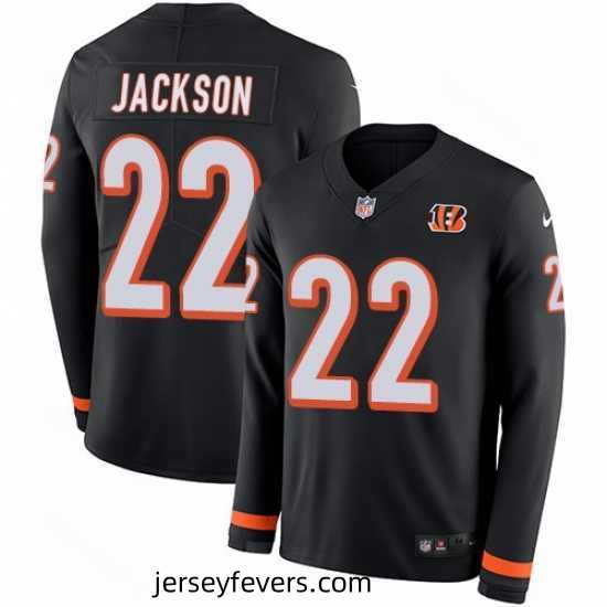 Nike Bengals #22 William Jackson Black Team Color Stitched NFL Limited Therma Long Sleeve Jersey