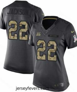 Nike Bengals #22 William Jackson Black Womens Stitched NFL Limited 2016 Salute to Service Jersey