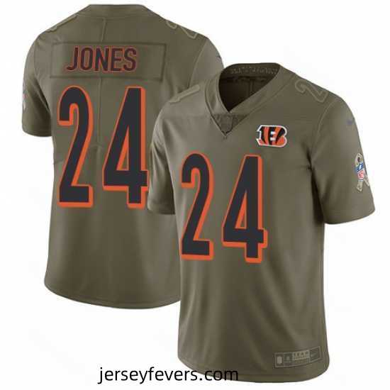 Nike Bengals #24 Adam Jones Olive Mens Stitched NFL Limited 2017 Salute To Service Jersey