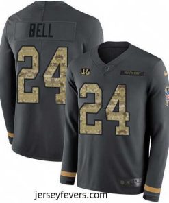 Nike Bengals 24 Vonn Bell Anthracite Salute to Service Stitched NFL Limited Therma Long Sleeve Jersey