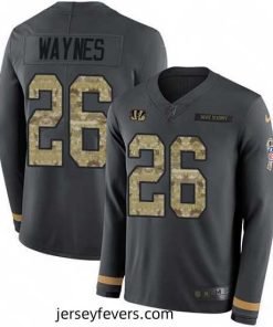 Nike Bengals 26 Trae Waynes Anthracite Salute to Service Stitched NFL Limited Therma Long Sleeve Jersey
