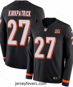 Nike Bengals #27 Dre Kirkpatrick Black Team Color Stitched NFL Limited Therma Long Sleeve Jersey