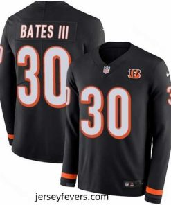 Nike Bengals #30 Jessie Bates III Black Team Color Stitched NFL Limited Therma Long Sleeve Jersey