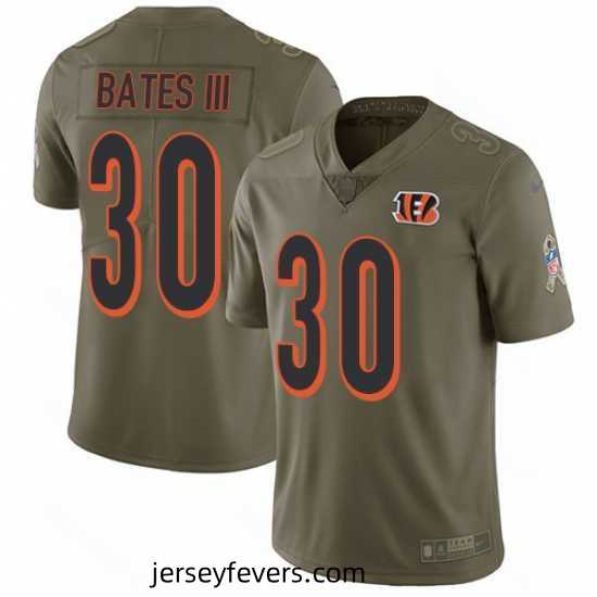 Nike Bengals #30 Jessie Bates III Olive Mens Stitched NFL Limited 2017 Salute To Service Jersey
