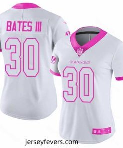 Nike Bengals #30 Jessie Bates III White Pink Womens Stitched NFL Limited Rush Fashion Jersey