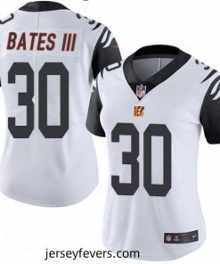 Nike Bengals #30 Jessie Bates III White Womens Stitched NFL Limited Rush Jersey