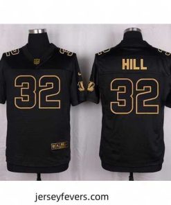 Nike Bengals #32 Jeremy Hill Black Mens Stitched NFL Elite Pro Line Gold Collection Jersey