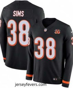 Nike Bengals 38 LeShaun Sims Black Team Color Stitched NFL Limited Therma Long Sleeve Jersey
