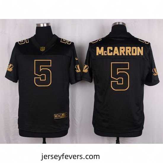 Nike Bengals #5 AJ McCarron Black Mens Stitched NFL Elite Pro Line Gold Collection Jersey
