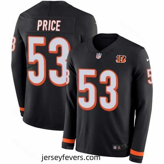 Nike Bengals #53 Billy Price Black Team Color Stitched NFL Limited Therma Long Sleeve Jersey