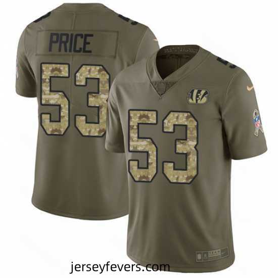Nike Bengals #53 Billy Price Olive Camo Mens Stitched NFL Limited 2017 Salute To Service Jersey