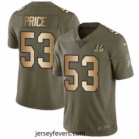 Nike Bengals #53 Billy Price Olive Gold Mens Stitched NFL Limited 2017 Salute To Service Jersey