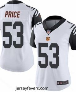 Nike Bengals #53 Billy Price White Womens Stitched NFL Limited Rush Jersey