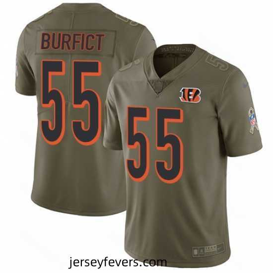 Nike Bengals #55 Vontaze Burfict Olive Mens Stitched NFL Limited 2017 Salute To Service Jersey