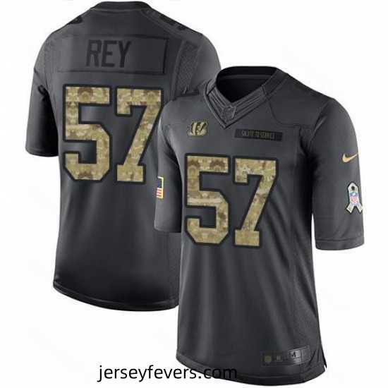 Nike Bengals #57 Vincent Rey Black Mens Stitched NFL Limited 2016 Salute to Service Jersey