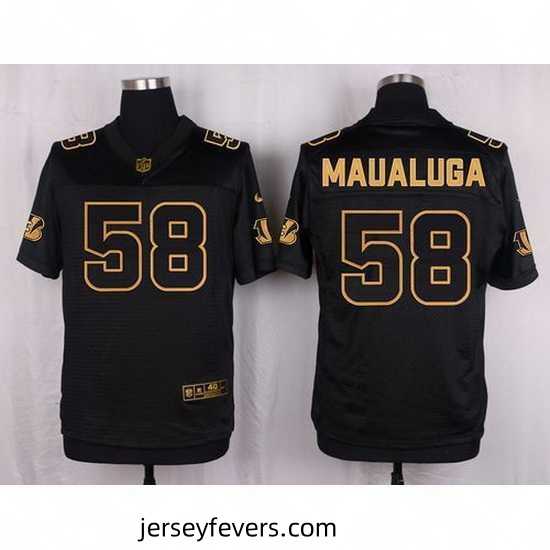 Nike Bengals #58 Rey Maualuga Black Mens Stitched NFL Elite Pro Line Gold Collection Jersey