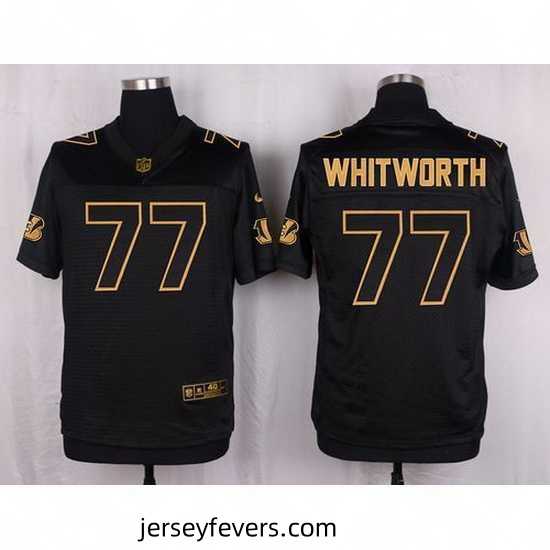 Nike Bengals #77 Andrew Whitworth Black Mens Stitched NFL Elite Pro Line Gold Collection Jersey