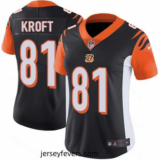 Nike Bengals #81 Tyler Kroft Black Team Color Womens Stitched NFL Vapor Untouchable Limited Jersey