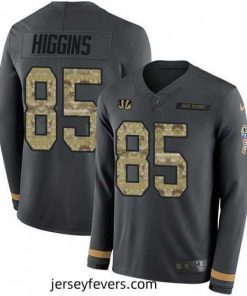 Nike Bengals 85 Tee Higgins Anthracite Salute to Service Stitched NFL Limited Therma Long Sleeve Jersey