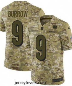 Nike Bengals 9 Joe Burrow Camo Stitched NFL Limited 2018 Salute To Service Jersey