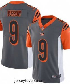Nike Bengals 9 Joe Burrow Silver Stitched NFL Limited Inverted Legend Jersey
