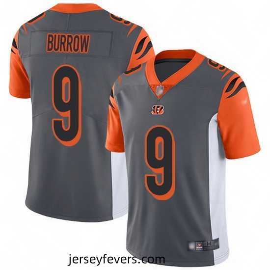 Nike Bengals 9 Joe Burrow Silver Stitched NFL Limited Inverted Legend Jersey